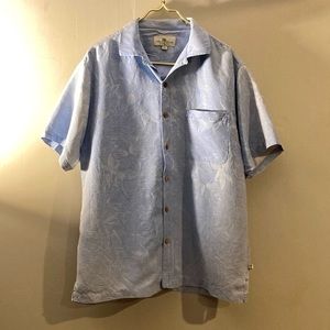 Island Shores Washable Silk Men’s short sleeve button down shirt,‎ size L